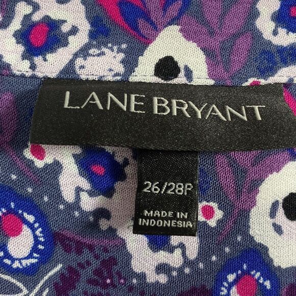 Lane Bryant Womens Floral Boho Peasant Blue Blouse - Picture 8 of 15